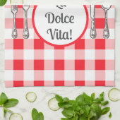 Whimsical Cutlery Dolce Vita Red Check Theedoek (Gevouwen)