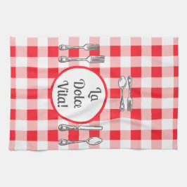 Whimsical Cutlery Dolce Vita Red Check  Theedoek