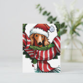 Whimsical Dachshund en Wreater Kerstgroet Feestdagenkaart (Staand voorkant)