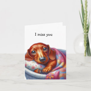 Whimsical Dachshund Mis You Kaart