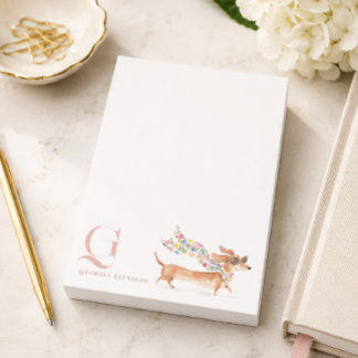 Whimsical Dachshund Monogram Gepersonaliseerd Post-it® Notes