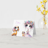 Whimsical Dachshund Zegeningen Kaart (Gele Bloem)