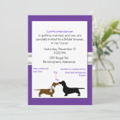 Whimsical Dachshunds Bridal Shower Invitation Kaart (Staand voorkant)