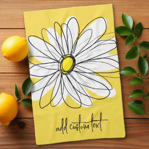 Whimsical Daisy Aangepaste tekst en kleur aanpasba Theedoek