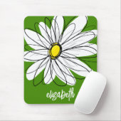Whimsical Daisy - avocado groene trendy scriptnaam Muismat (Met muis)