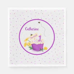 Whimsical Daisy Cupcake 1e verjaardag Servet