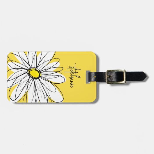 Whimsical Daisy Custom Text en kan kleur bewerken Bagagelabel