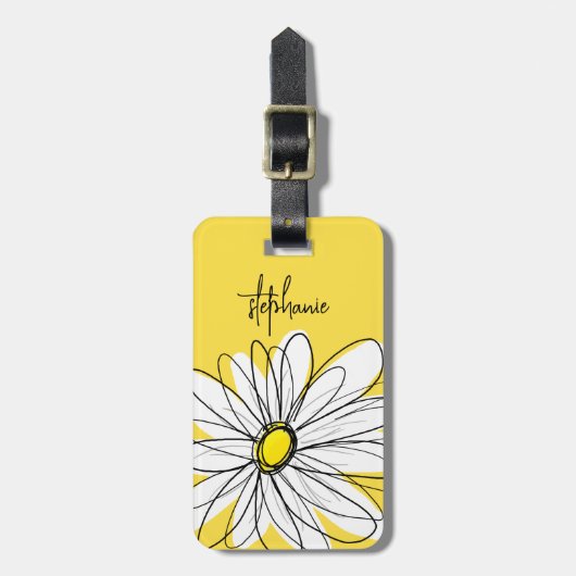 Whimsical Daisy Custom Text en kan kleur bewerken Bagagelabel (Voorkant verticaal)