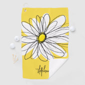 Whimsical Daisy Custom Text en kan kleur bewerken Golfhanddoek (Insitu)