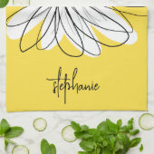 Whimsical Daisy Custom Text en kan kleur bewerken Theedoek (Gevouwen)