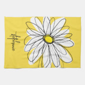 Whimsical Daisy Custom Text en kan kleur bewerken Theedoek (Horizontaal)