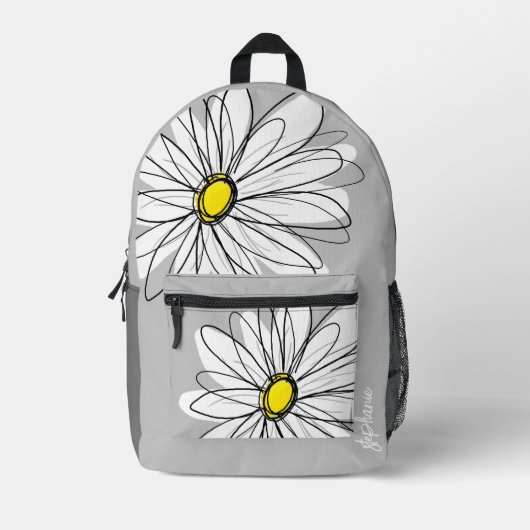 Whimsical Daisy - grijs - trendy scriptnaam Bedrukte Rugzak (Voorkant)