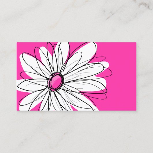 Whimsical Daisy met Modern Script font - hot roze Visitekaartje (Achterkant)