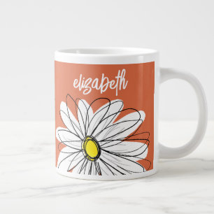 Whimsical Daisy - met trendy script naam Extra Grote Beker