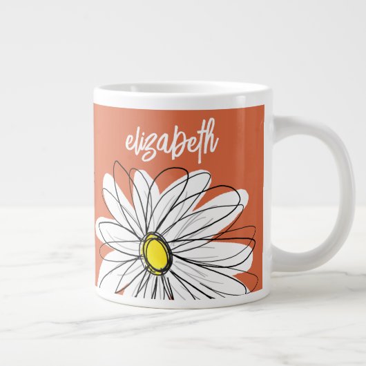 Whimsical Daisy - met trendy script naam Extra Grote Beker (Rechts)