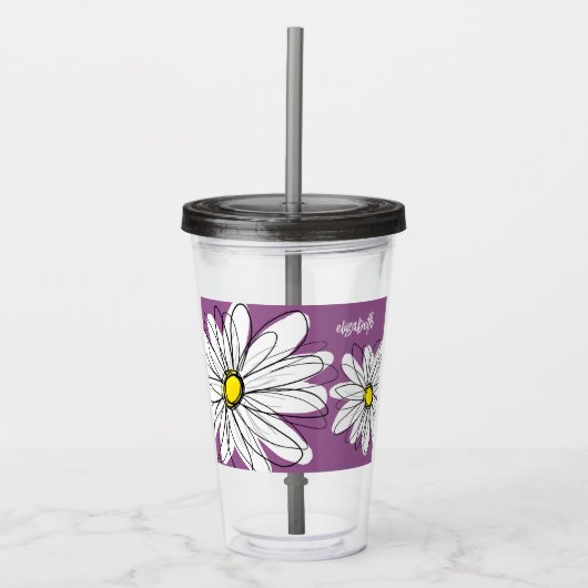 Whimsical Daisy - orchid - trendy script name Acryl Drinkbeker (Voorkant)