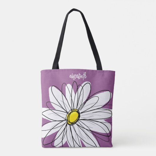 Whimsical Daisy - orchid - trendy script name Draagtas (Achterkant)