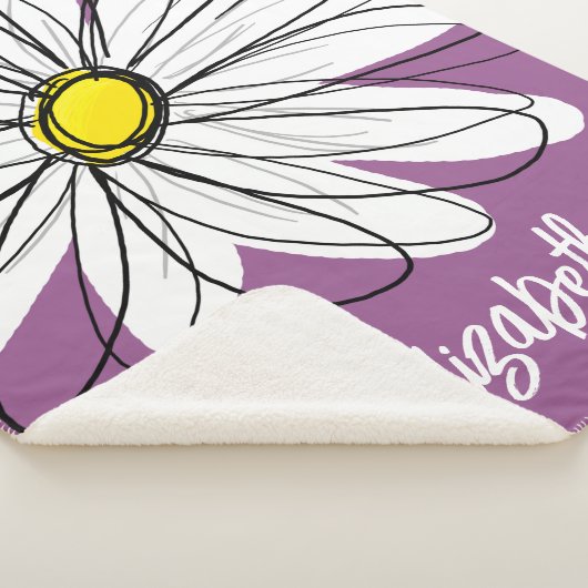 Whimsical Daisy - orchid - trendy script name Sherpa Deken (3/4)