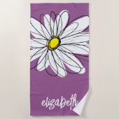 Whimsical Daisy - orchid - trendy script name Strandlaken (Voorkant)