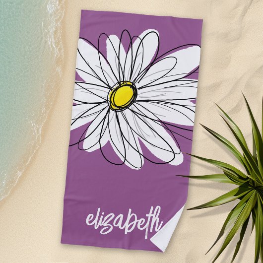 Whimsical Daisy - orchid - trendy script name Strandlaken
