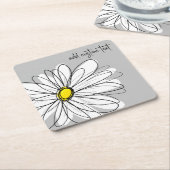 Whimsical Daisy - orchid - trendy script name Vierkante Kartonnen Onderzetter (Schuin)