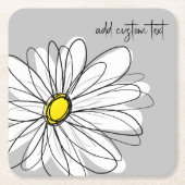 Whimsical Daisy - orchid - trendy script name Vierkante Kartonnen Onderzetter (Voorkant)