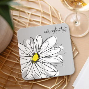 Whimsical Daisy - orchid - trendy script name Vierkante Kartonnen Onderzetter