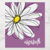 Whimsical Daisy - orchid - trendy script name Wijn Etiket (Enkel label)