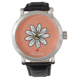 Whimsical Daisy uurwerk – Bright Floral Art Horloge