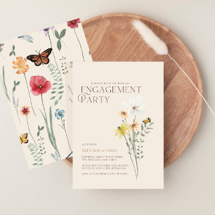 Whimsical Daisy Yellow Wildflower Engagement Party Kaart