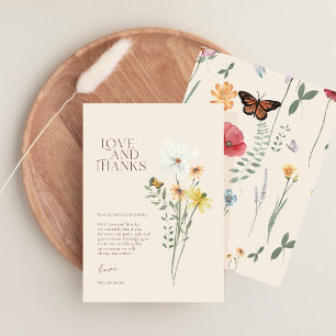 Whimsical Daisy Yellow Wildflower Liefde en Bedank Bedankkaart