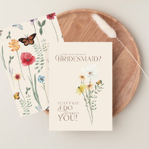 Whimsical Daisy Yellow Wildflowers Bruidsmeisje Kaart