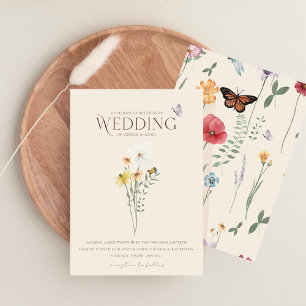 Whimsical Daisy Yellow Wildflowers Wedding Kaart