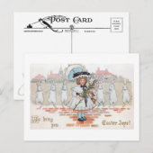 Whimsical Dancing Easter Bunnies and Child Briefkaart (Voorkant / Achterkant)