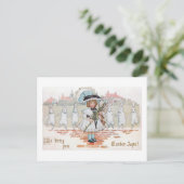 Whimsical Dancing Easter Bunnies and Child Briefkaart (Staand voorkant)