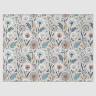 Whimsical Dandelion & Floral Folk Art Naadloos Tissuepapier