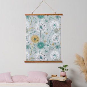 Whimsical Dandelion - Geel, Wit & Blauwgroen Hangend Wandkleed