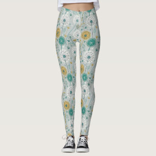 Whimsical Dandelion - Geel, Wit & Blauwgroen Leggings