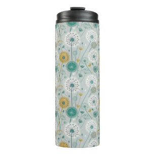 Whimsical Dandelion - Geel, Wit & Blauwgroen Thermosbeker