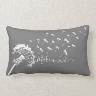 Whimsical Dandelion Make a Wish Grey White Kussen