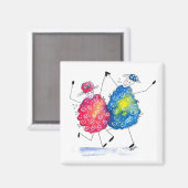 Whimsical Dansende Sheep Magneet (Voorkant / Achterkant)