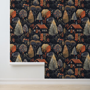 Whimsical Dark Autumn Woodland Behang