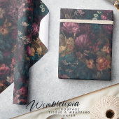 Whimsical Dark Moody Boho Floral Decoupage Cadeaupapier