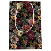 Whimsical Dark Moody Gemuteerd Roze en Groene Bloe Medium Cadeauzakje (Voorkant)