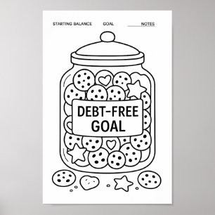 Whimsical Debt Cookie Jar Fill-In Tracker Poster