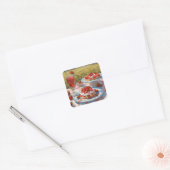 Whimsical decadent Strawberry Shortcake party Vierkante Sticker (Envelop)