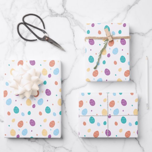 Whimsical Decorated Easter Egg Pattern Inpakpapier Vel (Voorkant)
