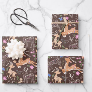 Whimsical Deer Delight: Fawn-geïnspireerd Inpakpapier Vel