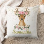 Whimsical Deer en Rozen Accent Pillow Kussen (Deken)