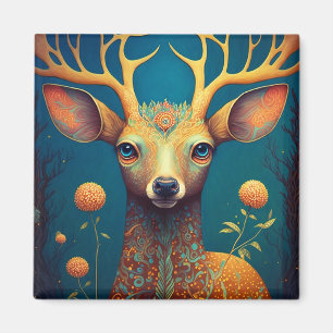 Whimsical Deer Fantasy Art Magneet
